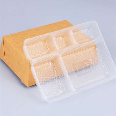 5 Compartments Disposable plastic food tray for kraft paper box