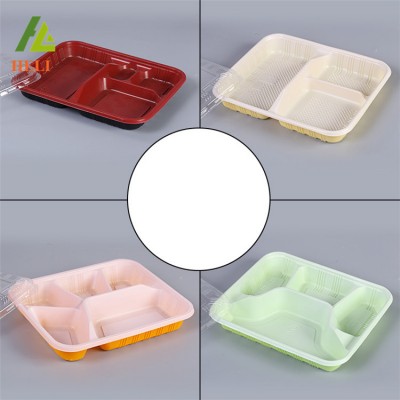 Vacuum form disposable plastic microwave lunch box with lid