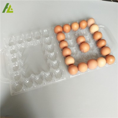 Factory price clear transparent  30 holes plastic chicken egg tray with handle