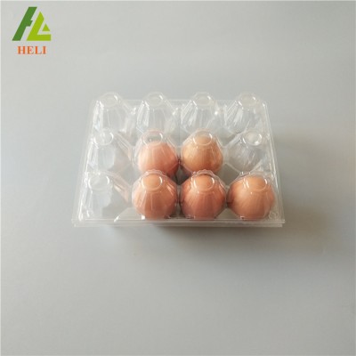 12 Pack  Clear Plastic Premium Eco-Friendly Egg Carton Holder for Family Pasture Chicken Farm