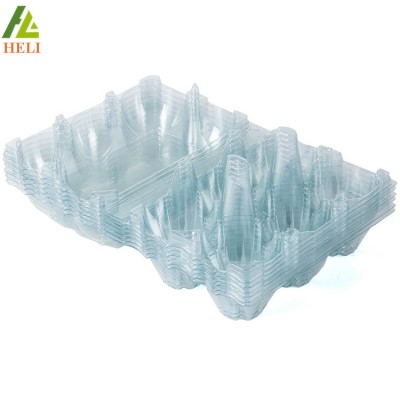 Recycled RPET Clear Plastic Disposable Tri-Fold Egg Cartons